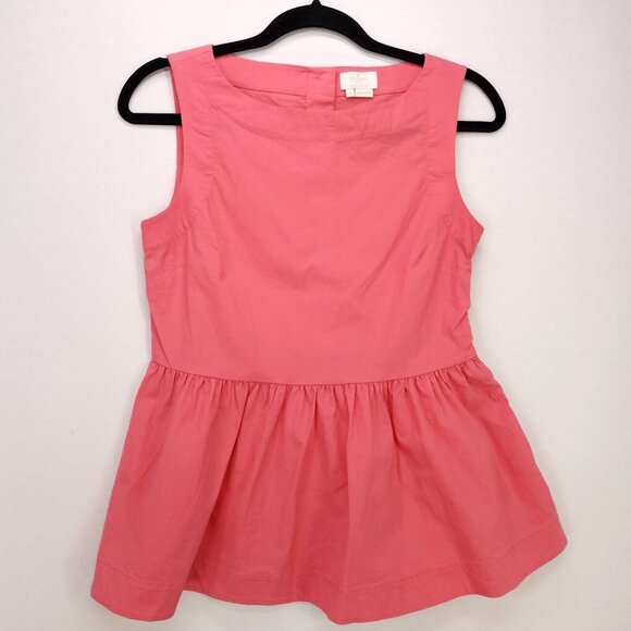 Kate Spade Blouse Shore Thing Sleeveless Button Back Peplum Top Coral Size 2 - Picture 1 of 11